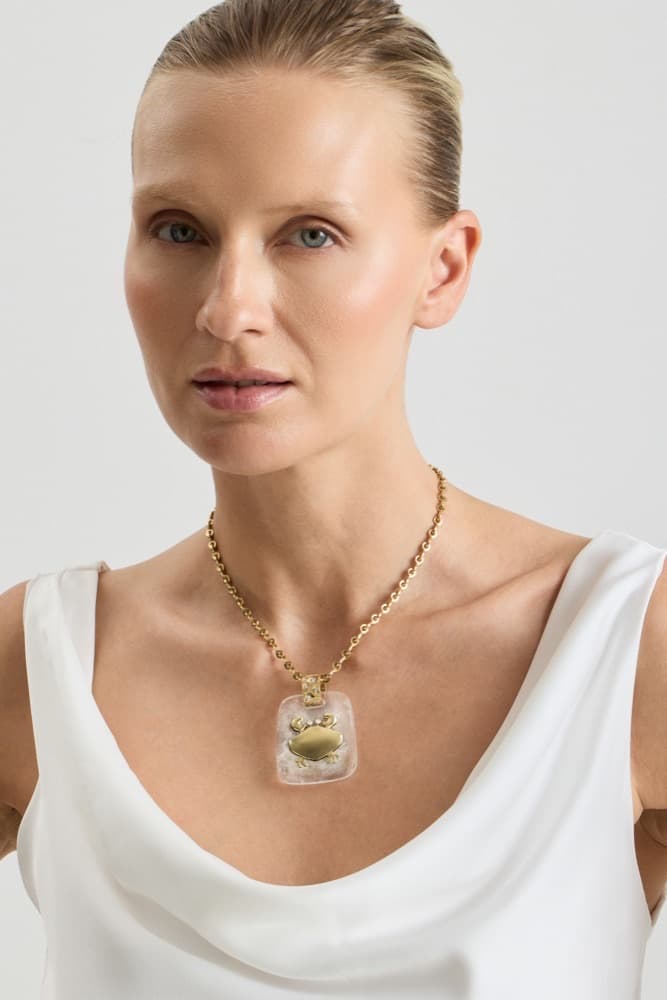 Cancer Pendant, worn