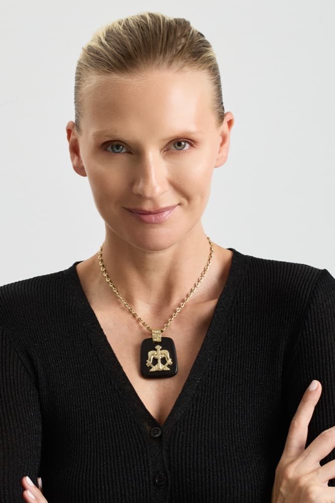 Sagittarius Pendant, worn