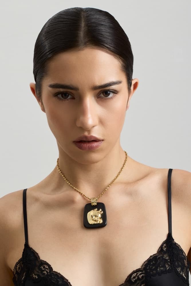 Taurus Pendant, worn