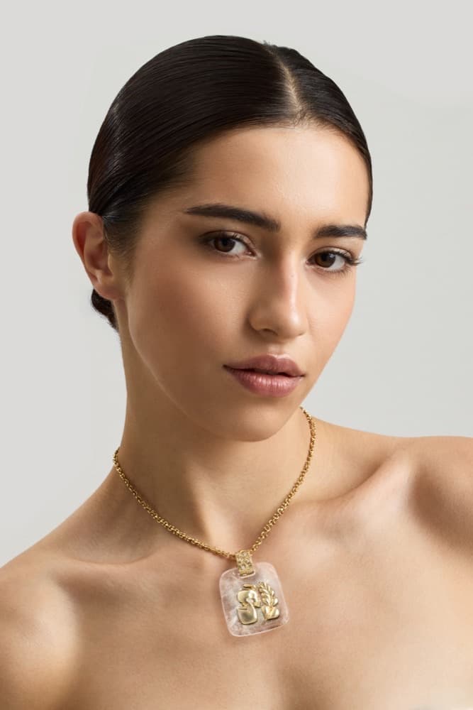Virgo Pendant, worn