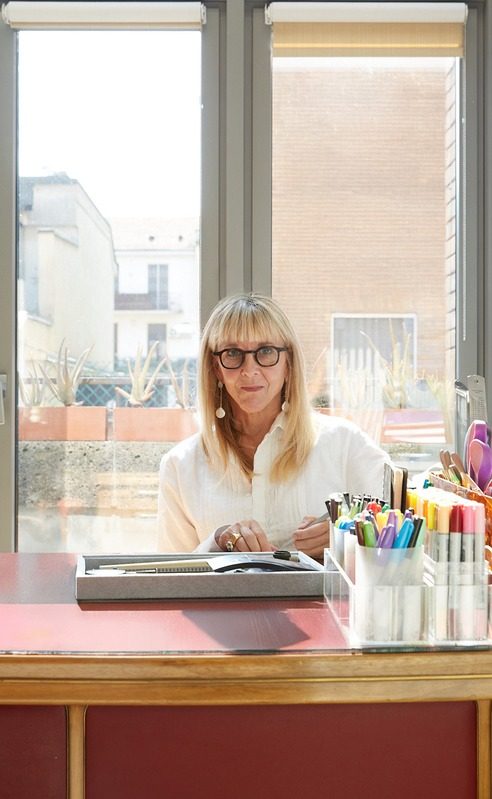 Louise Lanzi at her drawing table