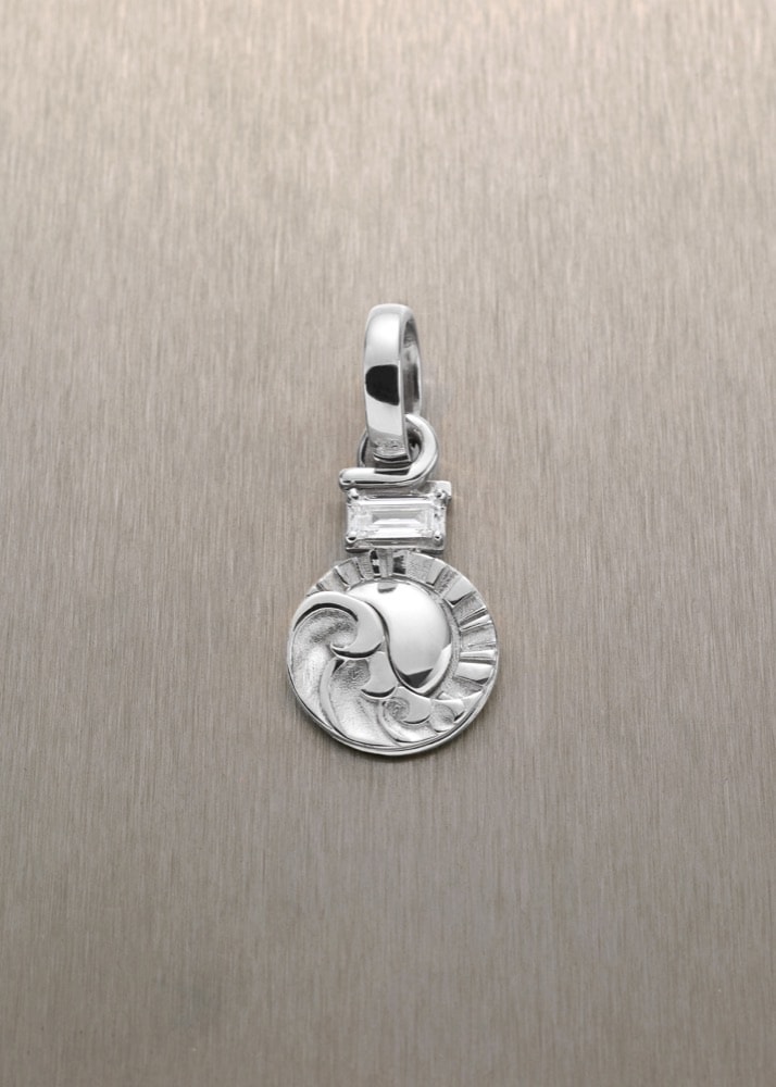 Balance & Harmony Pendant with Baguette Diamond, worn