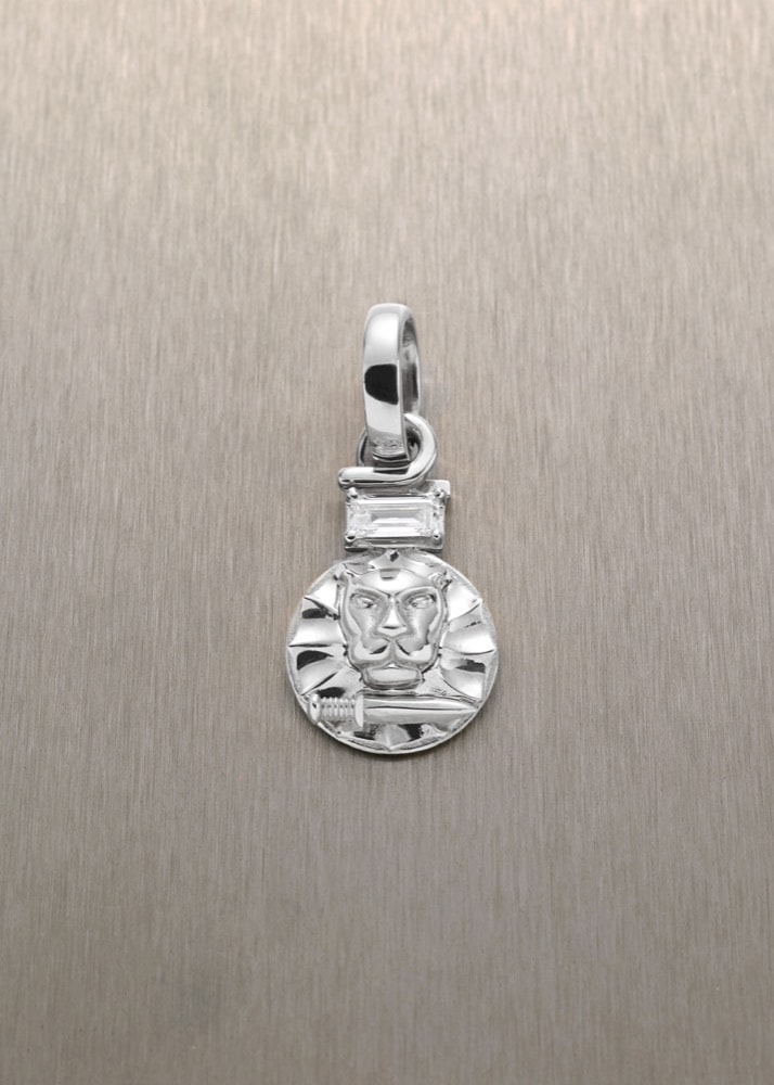 Courage Pendant with Baguette Diamond, worn