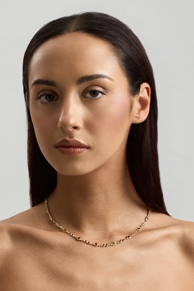 Poppy Flame Chain, worn
