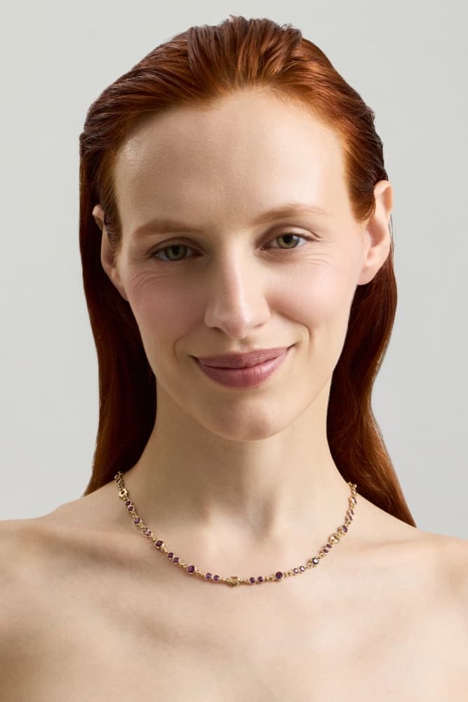 Violet Petal Chain, worn